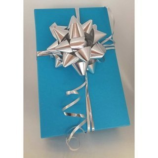 Opakowanie prezentowe, pudełko rozmiar L ze srebrną rozetą