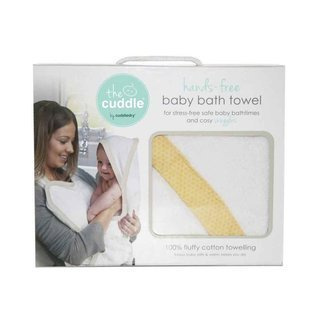 Cuddle Bawełniany ręcznik fartuch biały / musztardowe wzory geometryczne