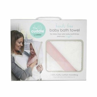 Cuddle Bawełniany ręcznik fartuch biały / różowy