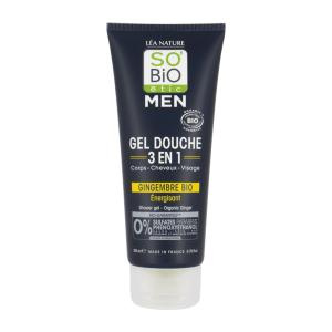 SO'BIO étic MEN Energetyzujący żel pod prysznic 3w1 do ciała, włosów i twarzy dla mężczyzn imbir