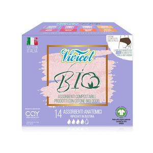 Vivicot Bio Podpaski bez skrzydełek dla alergików ultra cienkie anatomic 14 szt.