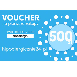 Voucher podarunkowy 500 zł na produkty hipoalergiczne i naturalne w sklepie hipoalergicznie24.pl
