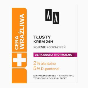 AA Cera Wrażliwa krem tłusty do cery suchej i normalnej 24h - bezzapachowy 50 ml