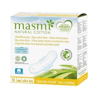 Masmi Ultra cienkie bawełniane podpaski ze skrzydełkami na dzień organiczne 10 szt.