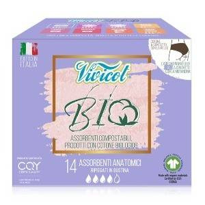 Vivicot Bio Podpaski bez skrzydełek dla alergików ultra cienkie anatomic 14 szt.