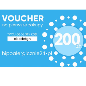 Voucher podarunkowy 200 zł na produkty hipoalergiczne i naturalne w sklepie hipoalergicznie24.pl