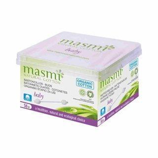 Masmi Patyczki higieniczne z organicznej bawełny dla niemowląt i dzieci 56 szt.