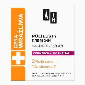 AA Cera Wrażliwa krem półtłusty do każdego rodzaju cery 24h - bezzapachowy 50 ml