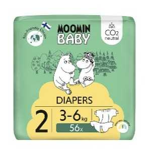 Muumi Moomin Baby 2 Pieluchy antyalergiczne jednorazowe 3-6 kg 56 szt.
