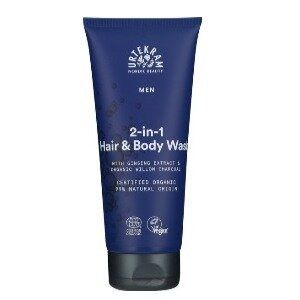 Urtekram Men szampon do włosów i ciała 2w1 węgiel aktywny z wierzby + żeń-szeń 500 ml