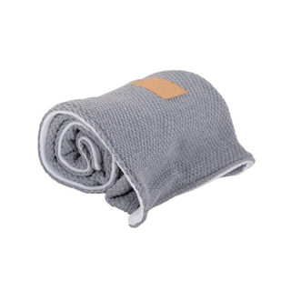 Effii Duży wełniany koc ocieplany szaro-biały 75x110