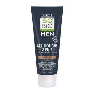 SO 'BIO étic MEN Tonizujący żel pod prysznic 3w1 do ciała, włosów i twarzy dla mężczyzn cedr