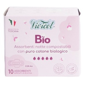 Vivicot Bio Podpaski ze skrzydełkami dla alergików na noc 10 szt.